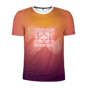 Мужская футболка 3D спортивная с принтом Клубная музыка в Тюмени, 100% полиэстер с улучшенными характеристиками | приталенный силуэт, круглая горловина, широкие плечи, сужается к линии бедра | band №3 | dj | eveant | белый | жёлтый | клубная музыка | клубняк | оранжевый | цвета | электронная музыка