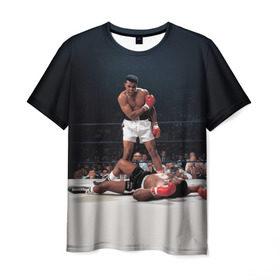 Мужская футболка 3D с принтом Muhammad Ali в Тюмени, 100% полиэфир | прямой крой, круглый вырез горловины, длина до линии бедер | impossible is nothing | muhammad ali | бокс | боксёр | мохаммед али | спорт