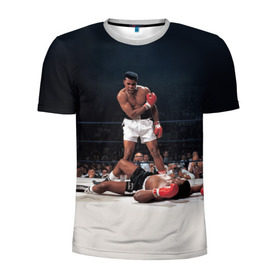 Мужская футболка 3D спортивная с принтом Muhammad Ali в Тюмени, 100% полиэстер с улучшенными характеристиками | приталенный силуэт, круглая горловина, широкие плечи, сужается к линии бедра | impossible is nothing | muhammad ali | бокс | боксёр | мохаммед али | спорт
