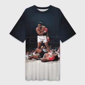 Платье-футболка 3D с принтом Muhammad Ali в Тюмени,  |  | impossible is nothing | muhammad ali | бокс | боксёр | мохаммед али | спорт