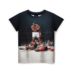 Детская футболка 3D с принтом Muhammad Ali в Тюмени, 100% гипоаллергенный полиэфир | прямой крой, круглый вырез горловины, длина до линии бедер, чуть спущенное плечо, ткань немного тянется | impossible is nothing | muhammad ali | бокс | боксёр | мохаммед али | спорт
