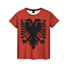 Женская футболка 3D с принтом Сборная Албания в Тюмени, 100% полиэфир ( синтетическое хлопкоподобное полотно) | прямой крой, круглый вырез горловины, длина до линии бедер | футбол