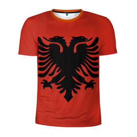 Мужская футболка 3D спортивная с принтом Сборная Албания в Тюмени, 100% полиэстер с улучшенными характеристиками | приталенный силуэт, круглая горловина, широкие плечи, сужается к линии бедра | футбол