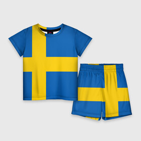 Детский костюм с шортами 3D с принтом Швеция в Тюмени,  |  | сборная | футбол
