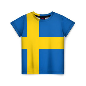 Детская футболка 3D с принтом Швеция в Тюмени, 100% гипоаллергенный полиэфир | прямой крой, круглый вырез горловины, длина до линии бедер, чуть спущенное плечо, ткань немного тянется | сборная | футбол