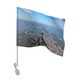 Флаг для автомобиля с принтом Рио-де-Жанейро в Тюмени, 100% полиэстер | Размер: 30*21 см | Тематика изображения на принте: brazil | rio de janeiro | бразилия | жара | каникулы | карнавал | мегаполис | отдых | отпуск | пляж | приключение | путешествие | рио де жанейро | туризм | футбол | южная америка