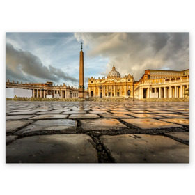 Поздравительная открытка с принтом Италия (Рим) в Тюмени, 100% бумага | плотность бумаги 280 г/м2, матовая, на обратной стороне линовка и место для марки
 | europe | italy | rome | vatican | архитектура | ватикан | европа | ес | италия | обелиск | папа римский | площадь святого петра | рим | собор