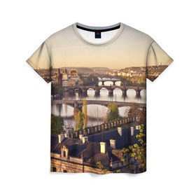 Женская футболка 3D с принтом Чехия (Прага) в Тюмени, 100% полиэфир ( синтетическое хлопкоподобное полотно) | прямой крой, круглый вырез горловины, длина до линии бедер | czech republic | europe | prague | европа | ес | каникулы | мосты | отпуск | прага | туризм | хоккей | чехия