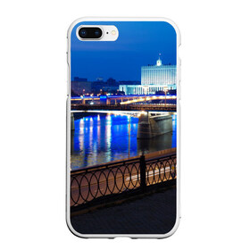 Чехол для iPhone 7Plus/8 Plus матовый с принтом Москва в Тюмени, Силикон | Область печати: задняя сторона чехла, без боковых панелей | moscow | город | ночной | пейзаж