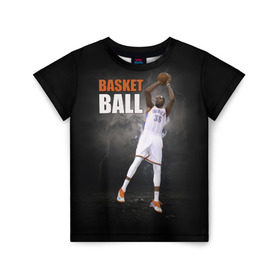 Детская футболка 3D с принтом Basketball в Тюмени, 100% гипоаллергенный полиэфир | прямой крой, круглый вырез горловины, длина до линии бедер, чуть спущенное плечо, ткань немного тянется | nba | баскетбол | баскетболист | спорт