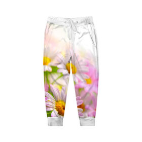 Детские брюки 3D с принтом Цветы в Тюмени, 100% полиэстер | манжеты по низу, эластичный пояс регулируется шнурком, по бокам два кармана без застежек, внутренняя часть кармана из мелкой сетки | лепесток | новая | природа | цветок | яркая