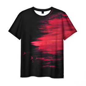 Мужская футболка 3D с принтом Краска в Тюмени, 100% полиэфир | прямой крой, круглый вырез горловины, длина до линии бедер | красный | потертости | черный