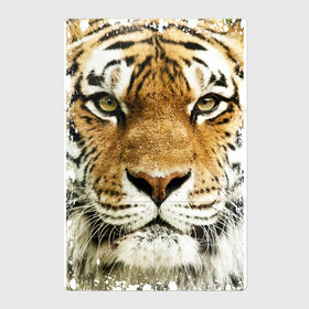 Магнитный плакат 2Х3 с принтом Тигр (retro style) в Тюмени, Полимерный материал с магнитным слоем | 6 деталей размером 9*9 см | Тематика изображения на принте: tiger | дикая кошка | тигр | хищник