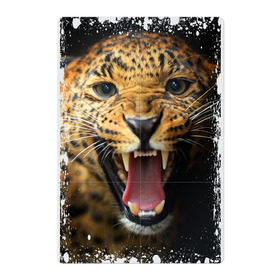 Магнитный плакат 2Х3 с принтом Леопард (retro style) в Тюмени, Полимерный материал с магнитным слоем | 6 деталей размером 9*9 см | retro style | ветошь | винтаж | вырез | гепард | грация | дикая кошка | животное | зверь | инстинкты | клыки | когти | леопард | лик | мощь | охотник | потёртости | пятна | реакция | скорость | след | старина