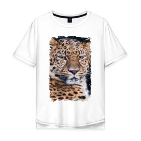 Мужская футболка хлопок Oversize с принтом Леопард (retro style) в Тюмени, 100% хлопок | свободный крой, круглый ворот, “спинка” длиннее передней части | Тематика изображения на принте: 