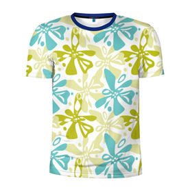 Мужская футболка 3D спортивная с принтом Гавайская в Тюмени, 100% полиэстер с улучшенными характеристиками | приталенный силуэт, круглая горловина, широкие плечи, сужается к линии бедра | гавайи | растительный орнамент | рубашка