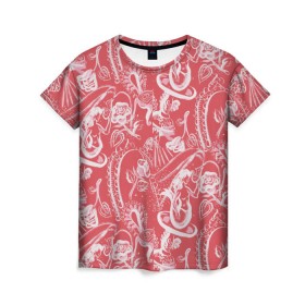Женская футболка 3D с принтом Гавайская 1 в Тюмени, 100% полиэфир ( синтетическое хлопкоподобное полотно) | прямой крой, круглый вырез горловины, длина до линии бедер | гавайи | растительный орнамент | рубашка