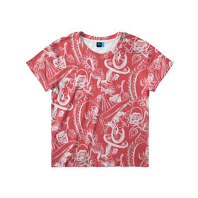 Детская футболка 3D с принтом Гавайская 1 в Тюмени, 100% гипоаллергенный полиэфир | прямой крой, круглый вырез горловины, длина до линии бедер, чуть спущенное плечо, ткань немного тянется | Тематика изображения на принте: гавайи | растительный орнамент | рубашка
