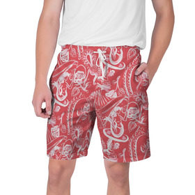 Мужские шорты 3D с принтом Гавайская 1 в Тюмени,  полиэстер 100% | прямой крой, два кармана без застежек по бокам. Мягкая трикотажная резинка на поясе, внутри которой широкие завязки. Длина чуть выше колен | гавайи | растительный орнамент | рубашка