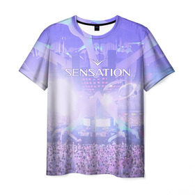 Мужская футболка 3D с принтом Sensation в Тюмени, 100% полиэфир | прямой крой, круглый вырез горловины, длина до линии бедер | sensation | white |  sensation white | вайт | сенсейшн