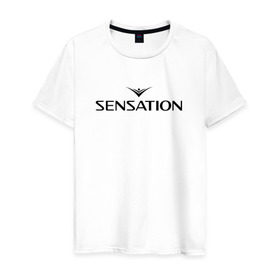 Мужская футболка хлопок с принтом Sensation в Тюмени, 100% хлопок | прямой крой, круглый вырез горловины, длина до линии бедер, слегка спущенное плечо. | sensation