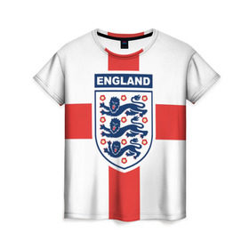 Женская футболка 3D с принтом Сборная Англии в Тюмени, 100% полиэфир ( синтетическое хлопкоподобное полотно) | прямой крой, круглый вырез горловины, длина до линии бедер | england | англия | европы | мира | футбол | чемпионат
