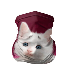 Бандана-труба 3D с принтом Белый котёнок в Тюмени, 100% полиэстер, ткань с особыми свойствами — Activecool | плотность 150‒180 г/м2; хорошо тянется, но сохраняет форму | киска | кот | котёнок | кошка | прикольные картинки