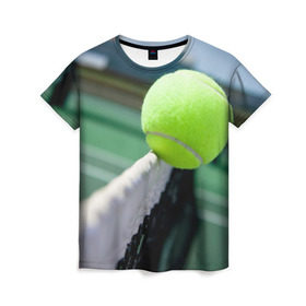 Женская футболка 3D с принтом Теннис в Тюмени, 100% полиэфир ( синтетическое хлопкоподобное полотно) | прямой крой, круглый вырез горловины, длина до линии бедер | надаль | тенис