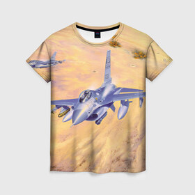 Женская футболка 3D с принтом Самолет в Тюмени, 100% полиэфир ( синтетическое хлопкоподобное полотно) | прямой крой, круглый вырез горловины, длина до линии бедер | ввс | небо | полет | самолет