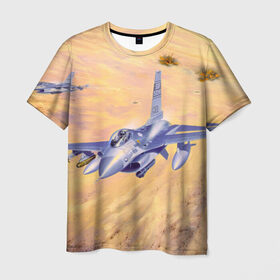 Мужская футболка 3D с принтом Самолет в Тюмени, 100% полиэфир | прямой крой, круглый вырез горловины, длина до линии бедер | ввс | небо | полет | самолет