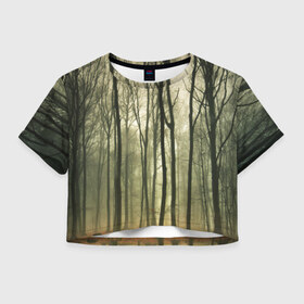 Женская футболка 3D укороченная с принтом Чарующий лес в Тюмени, 100% полиэстер | круглая горловина, длина футболки до линии талии, рукава с отворотами | красиво | лес | природа | фото