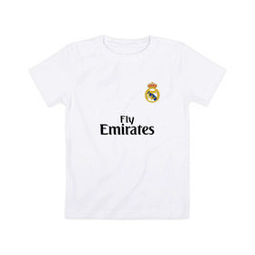 Детская футболка хлопок с принтом Реал форма в Тюмени, 100% хлопок | круглый вырез горловины, полуприлегающий силуэт, длина до линии бедер | fc real | real madrid | испания | лига чемпионов | реал мадрид | фк реал