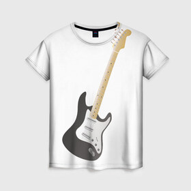 Женская футболка 3D с принтом Электрогитара в Тюмени, 100% полиэфир ( синтетическое хлопкоподобное полотно) | прямой крой, круглый вырез горловины, длина до линии бедер | Тематика изображения на принте: 