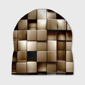 Шапка 3D с принтом Кубики в Тюмени, 100% полиэстер | универсальный размер, печать по всей поверхности изделия | серый | текстура