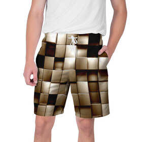 Мужские шорты 3D с принтом Кубики в Тюмени,  полиэстер 100% | прямой крой, два кармана без застежек по бокам. Мягкая трикотажная резинка на поясе, внутри которой широкие завязки. Длина чуть выше колен | серый | текстура