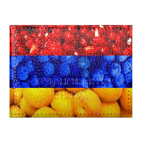 Обложка для студенческого билета с принтом Флаг Армении в Тюмени, натуральная кожа | Размер: 11*8 см; Печать на всей внешней стороне | Тематика изображения на принте: армения | гранат | персик | слива | страны | флаг армении | фрукты