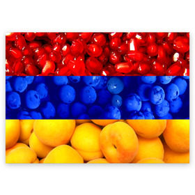 Поздравительная открытка с принтом Флаг Армении в Тюмени, 100% бумага | плотность бумаги 280 г/м2, матовая, на обратной стороне линовка и место для марки
 | Тематика изображения на принте: армения | гранат | персик | слива | страны | флаг армении | фрукты