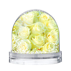 Снежный шар с принтом Белые розы в Тюмени, Пластик | Изображение внутри шара печатается на глянцевой фотобумаге с двух сторон | лепесток | природа | роза | цветок | яркая