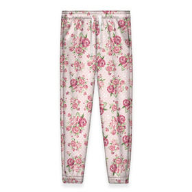 Женские брюки 3D с принтом Fashion sweet flower в Тюмени, полиэстер 100% | прямой крой, два кармана без застежек по бокам, с мягкой трикотажной резинкой на поясе и по низу штанин. В поясе для дополнительного комфорта — широкие завязки | паттерны | розовый | розы | узор