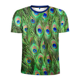 Мужская футболка 3D спортивная с принтом Life is beautiful в Тюмени, 100% полиэстер с улучшенными характеристиками | приталенный силуэт, круглая горловина, широкие плечи, сужается к линии бедра | павлин | паттерн | перья | текстура