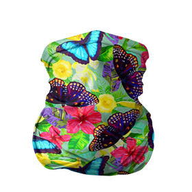 Бандана-труба 3D с принтом Summer Butterflies в Тюмени, 100% полиэстер, ткань с особыми свойствами — Activecool | плотность 150‒180 г/м2; хорошо тянется, но сохраняет форму | Тематика изображения на принте: бабочки | лето | пестрый | разноцветный