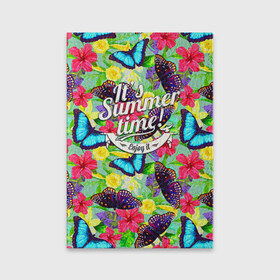 Обложка для паспорта матовая кожа с принтом Summer Butterflies 2 в Тюмени, натуральная матовая кожа | размер 19,3 х 13,7 см; прозрачные пластиковые крепления | Тематика изображения на принте: 
