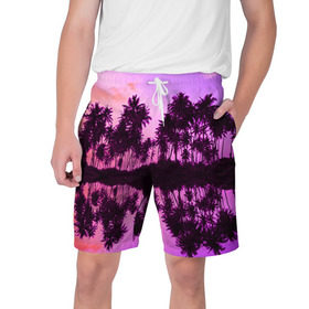 Мужские шорты 3D с принтом Hawaii dream в Тюмени,  полиэстер 100% | прямой крой, два кармана без застежек по бокам. Мягкая трикотажная резинка на поясе, внутри которой широкие завязки. Длина чуть выше колен | Тематика изображения на принте: гавайи | закат | пляж