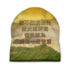 Шапка 3D с принтом Великая Китайская стена в Тюмени, 100% полиэстер | универсальный размер, печать по всей поверхности изделия | иероглифы | китай