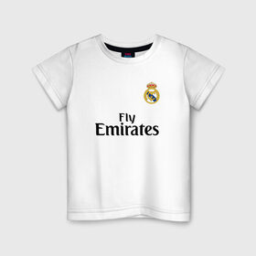 Детская футболка хлопок с принтом Роналду форма в Тюмени, 100% хлопок | круглый вырез горловины, полуприлегающий силуэт, длина до линии бедер | madrid | real | ronaldo | мадрид | реал | роналдо