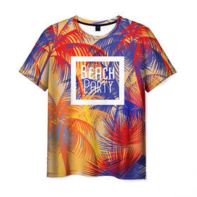 Мужская футболка 3D с принтом Beach Party в Тюмени, 100% полиэфир | прямой крой, круглый вырез горловины, длина до линии бедер | beach | party | summer | trend | вечеринка | лето | популярное | тренд | хит