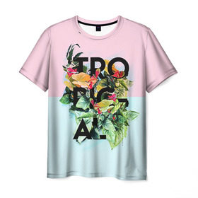 Мужская футболка 3D с принтом Tropical в Тюмени, 100% полиэфир | прямой крой, круглый вырез горловины, длина до линии бедер | beach | party | summer | swag | trend | вечеринка | лето | популярное | сваг | свег | тренд | хит