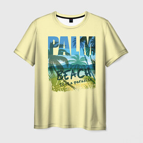Мужская футболка 3D с принтом Palm beach в Тюмени, 100% полиэфир | прямой крой, круглый вырез горловины, длина до линии бедер | beach | party | summer | swag | trend | вечеринка | лето | популярное | сваг | свег | тренд | хит