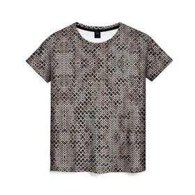 Женская футболка 3D с принтом Кольчуга в Тюмени, 100% полиэфир ( синтетическое хлопкоподобное полотно) | прямой крой, круглый вырез горловины, длина до линии бедер | Тематика изображения на принте: броня | железо | металл | текстура