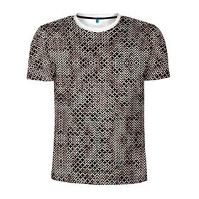 Мужская футболка 3D спортивная с принтом Кольчуга в Тюмени, 100% полиэстер с улучшенными характеристиками | приталенный силуэт, круглая горловина, широкие плечи, сужается к линии бедра | Тематика изображения на принте: броня | железо | металл | текстура
